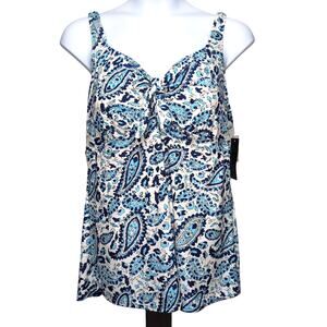 Alisha Levine Swim Dress Womens Plus Size 24W Blue White Paisley NEW NWT
